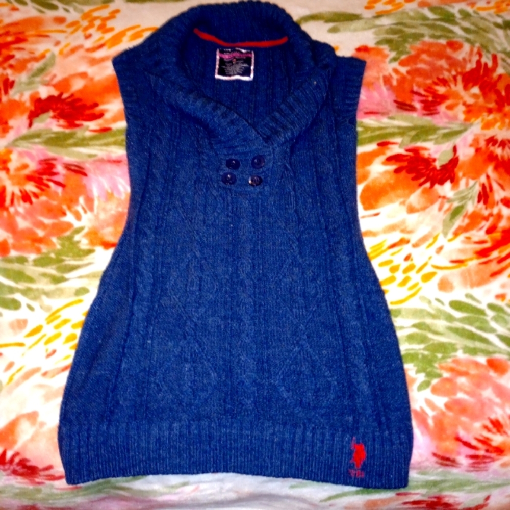 Polo Blue Cable Knit Sleeveless Sweater